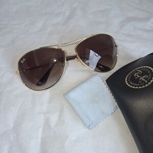 Ray-Ban Gold Frame Sunglasses with Brown Lenses